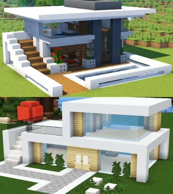 Пример постройки дома Modern House 2 - BOTCRAFT.NET Edifici minecraft, Casa di minecraft, Idee minecra