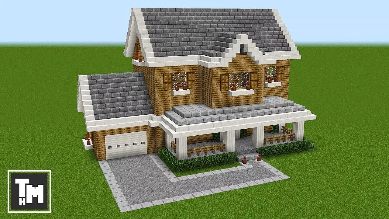 Пример постройки дома Minecraft: How To Build a Suburban House Tutorial (Easy) (Episode 1) 2018 - YouT