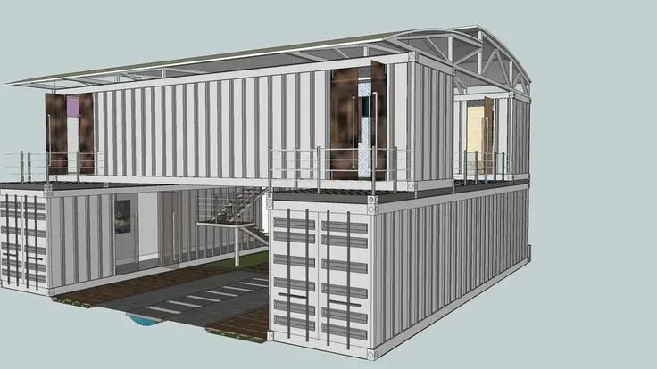 Пример проекта дома из морских контейнеров 3D Warehouse Shipping container home designs, Building a container home, Contain