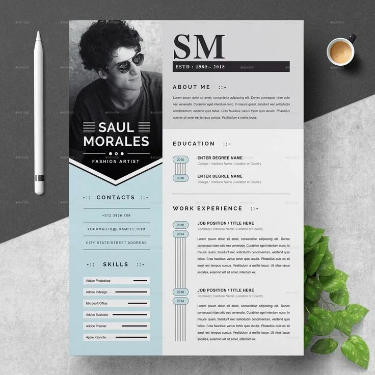 Пример резюме дизайнера интерьера Modern Resume Creative resume templates, Creative resume template free, Free res