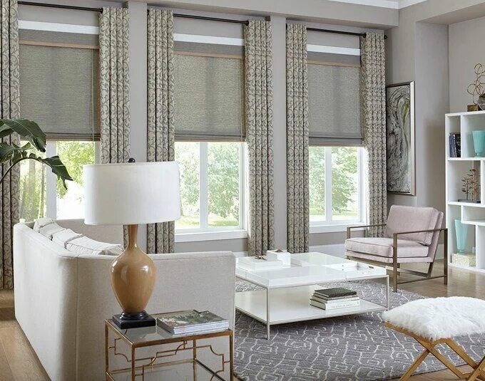 Пример штор в интерьере Blinds.com Easy Grommet Drapery Blinds.com Window treatments living room, Curtai