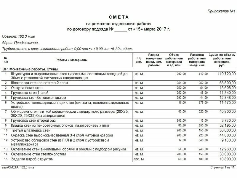 Пример смет на отделку Составление смет в Рубцовске за 24 часа