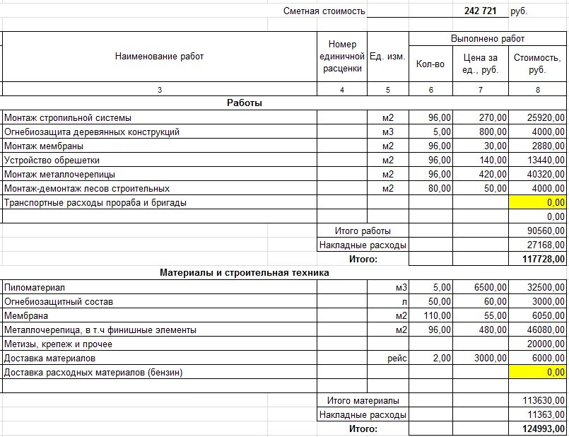 Пример сметы ремонта дома Расчет стоимости материалов фото - DelaDom.ru