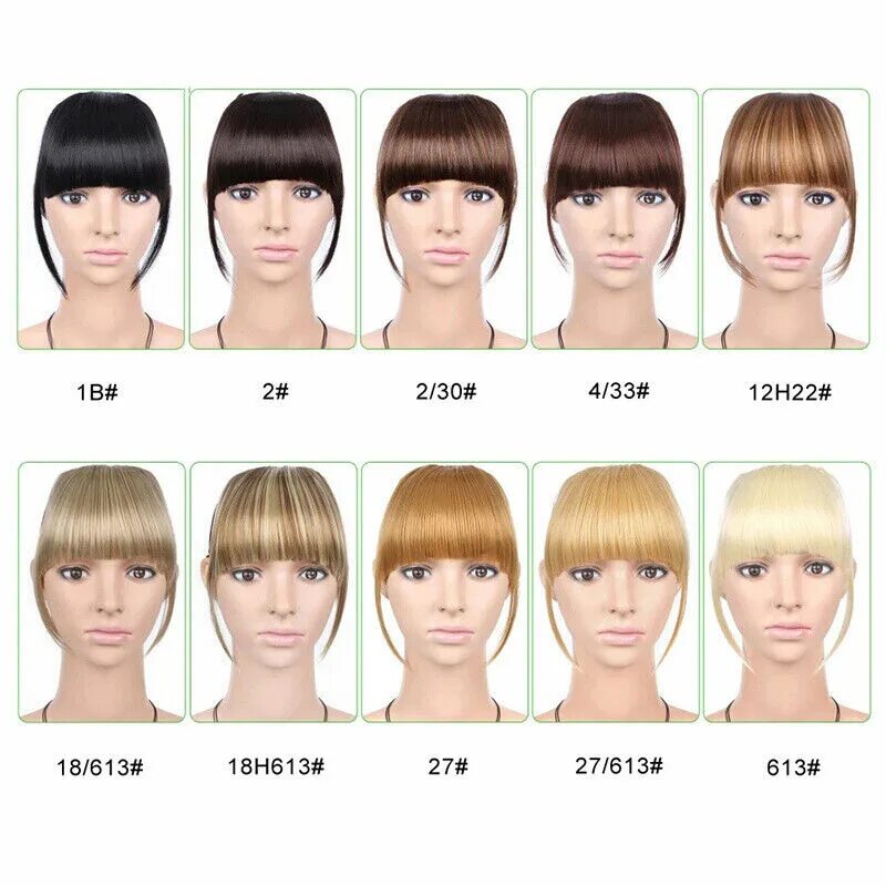 Примерить челку на фото онлайн Real Thick Remy Human Hair Bangs Extensions Clip in Fringe Front Hairpiece eBay