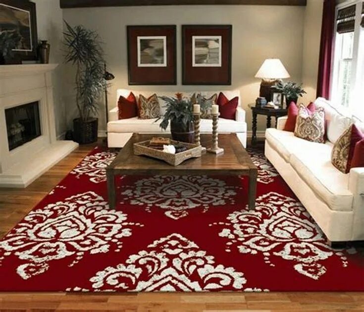 Примерить ковер в интерьере онлайн Red Rugs for Living Room Decorating Design - GooDSGN #burgundylivingroomdecor Re