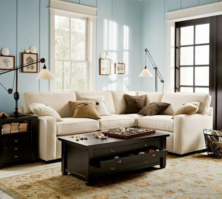 Примерить мебель в интерьере Blue and Brown Living Room Ideas Brown living room, Pottery barn living room, Sm