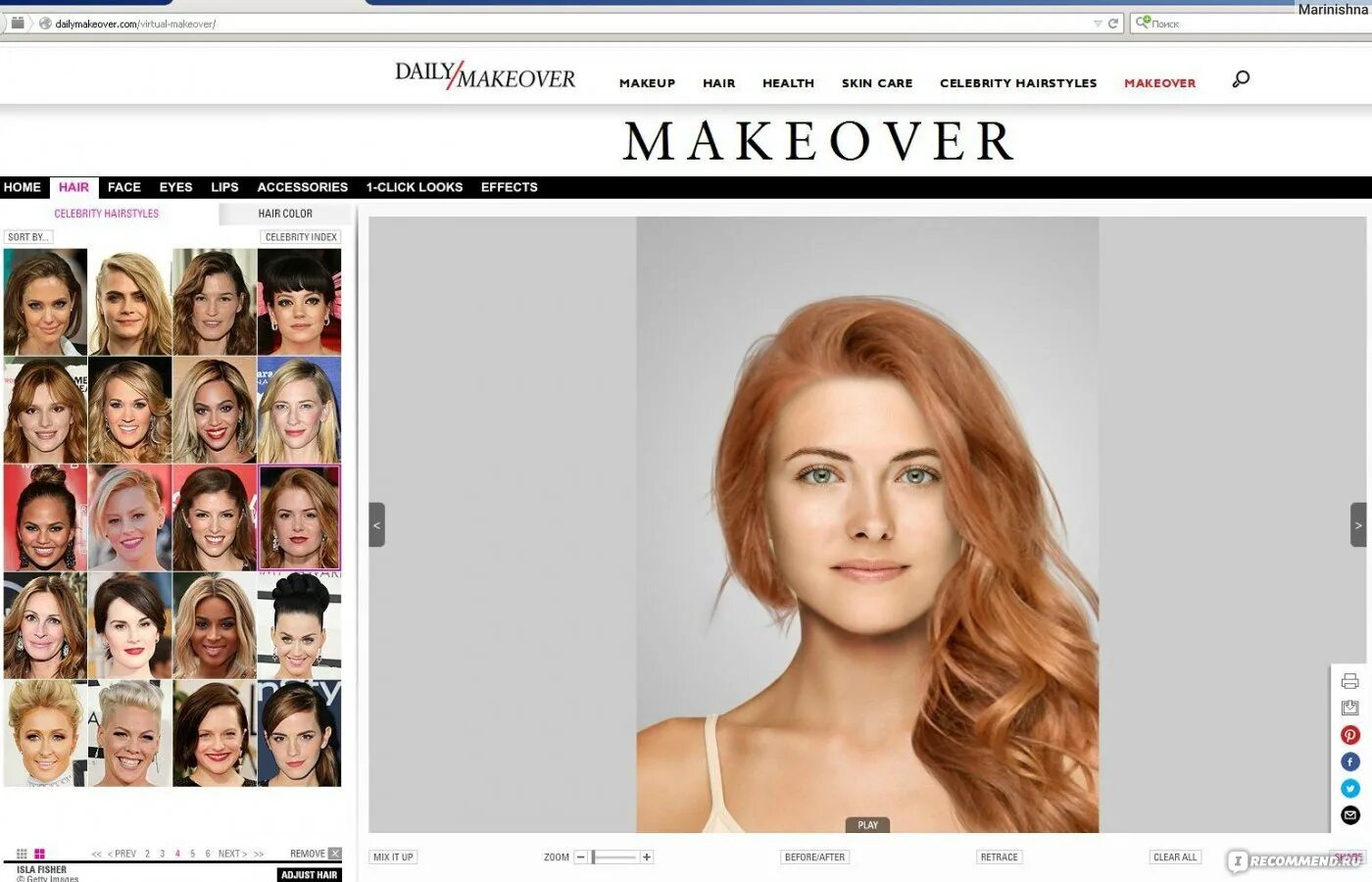 Примерить волосы онлайн по фото Сайт Dailymakeover.com - "Хотите поэкспериментировать с собственным имиджем и пр