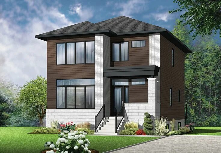 Примеры 2 этажных домов Plan 22430DR: Two-Story Home for a Narrow Lot Contemporary house plans, Drummond