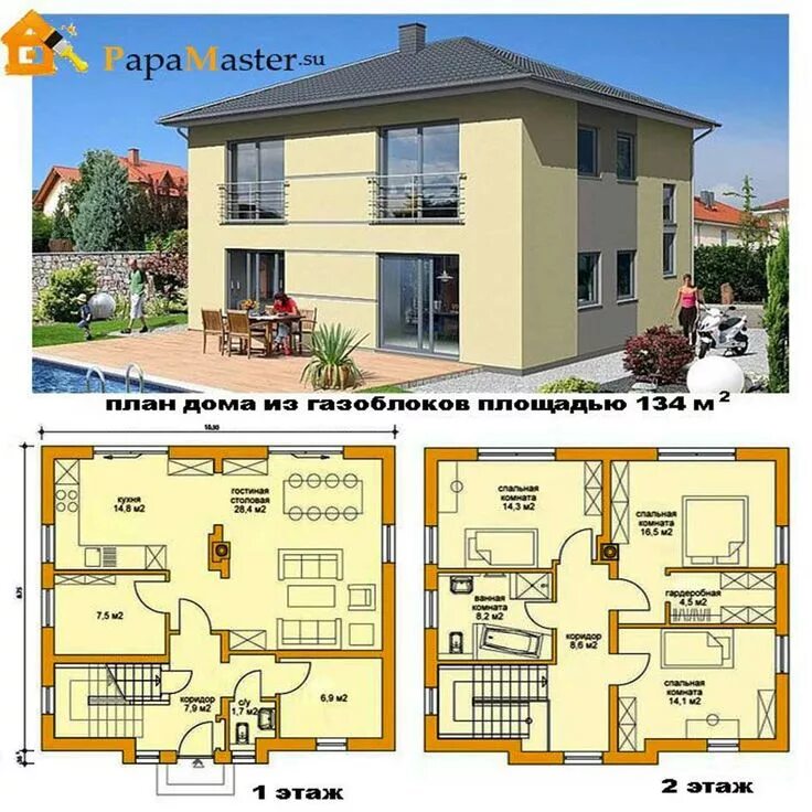 Примеры 2 этажных домов Двухэтажный дом Дом, Двухэтажные дома, Проекты домов