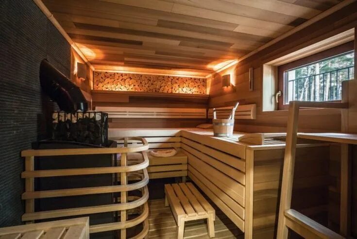 Примеры бань фото Уютная баня с дровяной печью Sauna design, Loft bed, Home