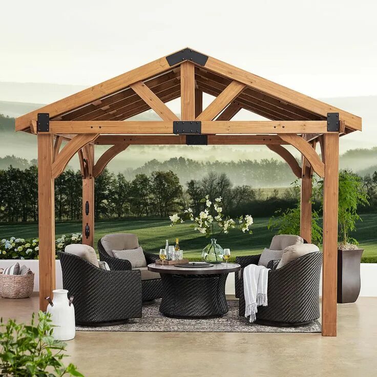 Примеры беседок для дачи фото Backyard Discovery 12' x 10' Brookdale Gazebo With Electric - Sam's Club Outdoor