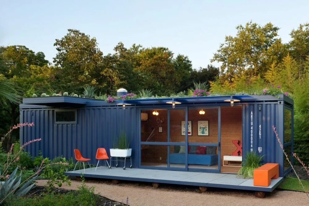 Примеры дачных домов из бытовок Shipping Container Homes: Poteet Architects Container Guest House Container hous