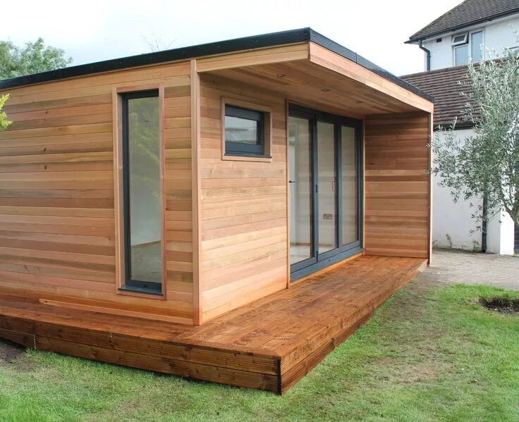 Примеры дачных домов из бытовок 5m x 3m Garden Room / Home Office / Studio / Summer House / Log Cabin / Chalet C