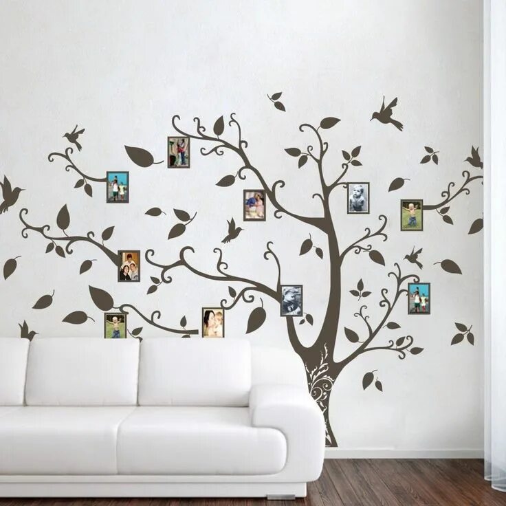 Примеры декора на стену Family Memory of Tree Bird Wall Sticker Photo Frame Vinyl Removable Decor Large 