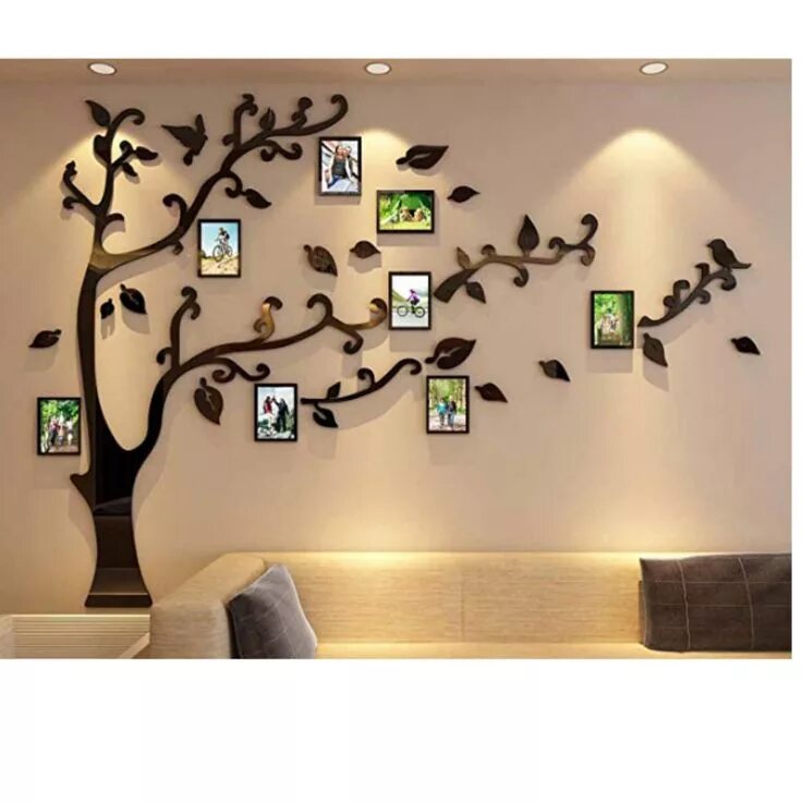 Примеры декора на стену 3d Picture Frames Tree Wall Murals for Living Room Bedroom Sofa Backdrop Tv Wall