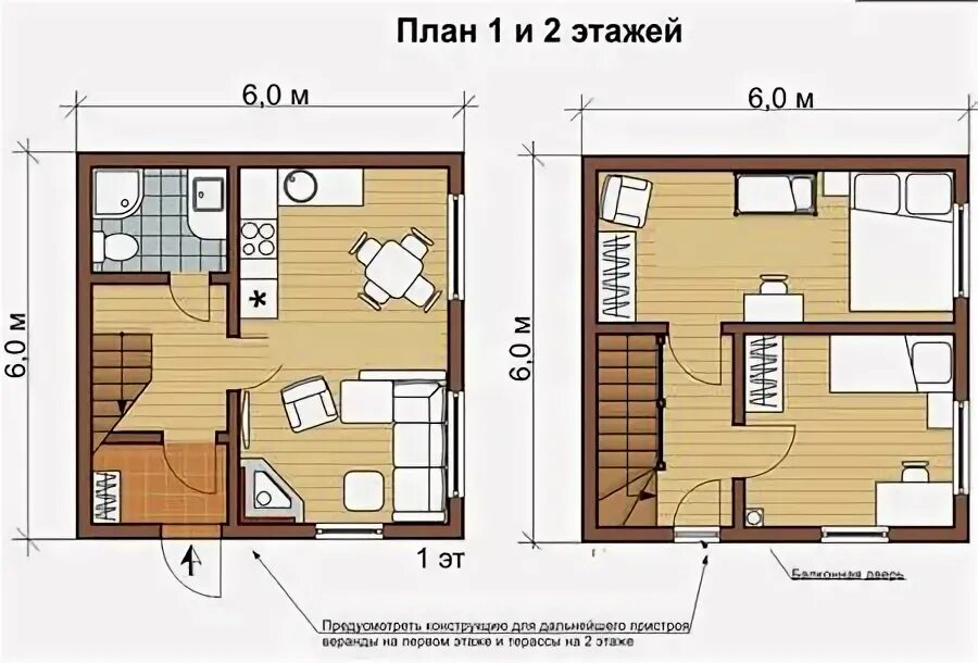 Примеры домов 6 на 8 Планировка и чертежи домов из бруса 6х6, 8х8, 9х9, 6х8 8х10, 10х10 с мансардой и