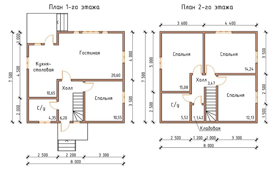 Примеры домов 8 на 8 Дом 14a (7,5х8 м) в Саранске: проекты, цены ЭкоДом13