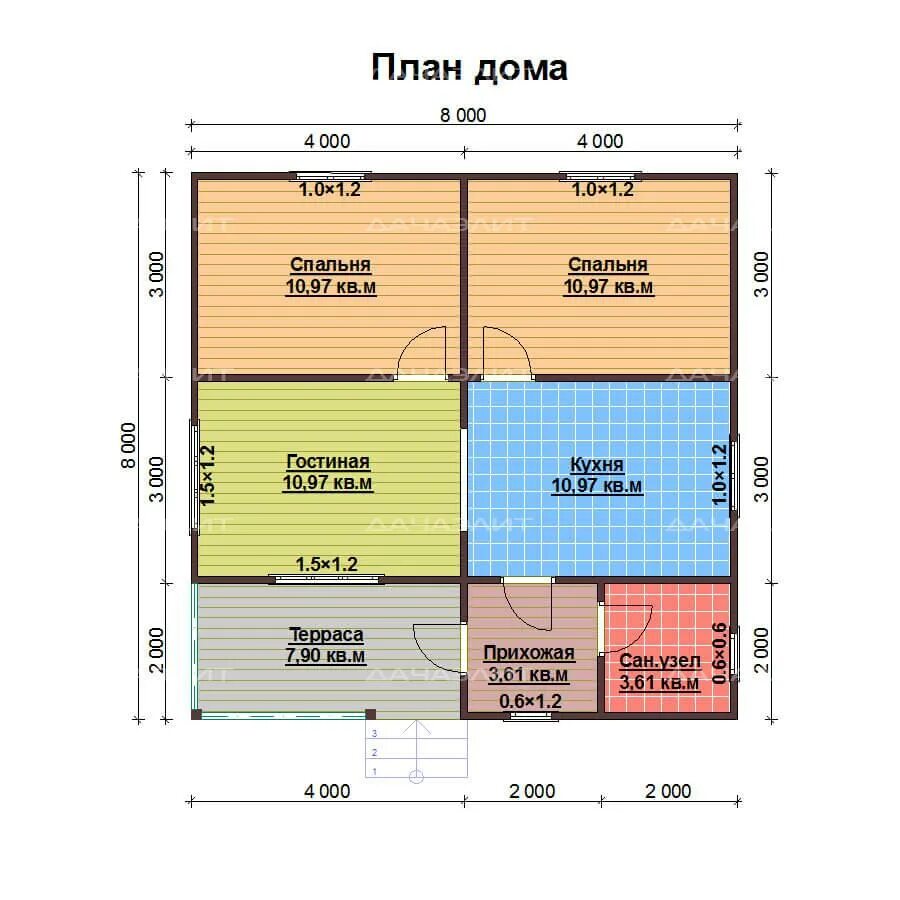 Примеры домов 8 на 8 Каркасный дом 8x8 Клеитос под ключ от 1312000 руб ДачаЭлит