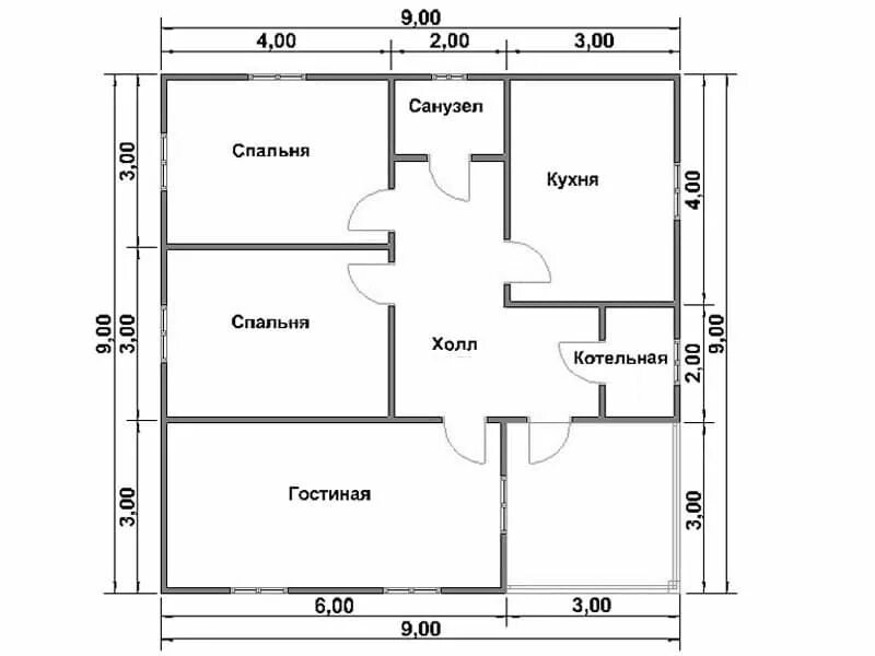 Примеры домов 9 на 9 Дом 9х9 одноэтажный фото - DelaDom.ru