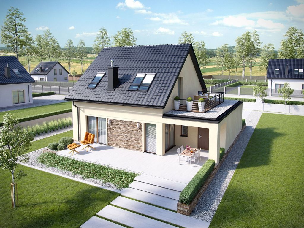 Примеры домов с мансардой Wizualizacja AC E14 II G1 ECONOMIC CE House designs exterior, House design, Bung