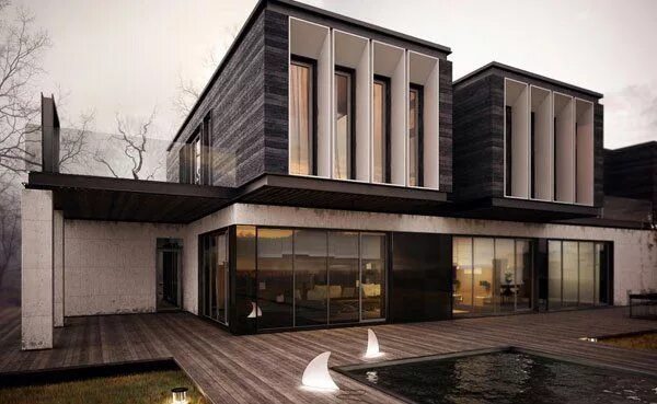 Примеры домов в стиле хай тек Striking Collection of 15 Houses with Terrace Home Design Lover Weekend house, F