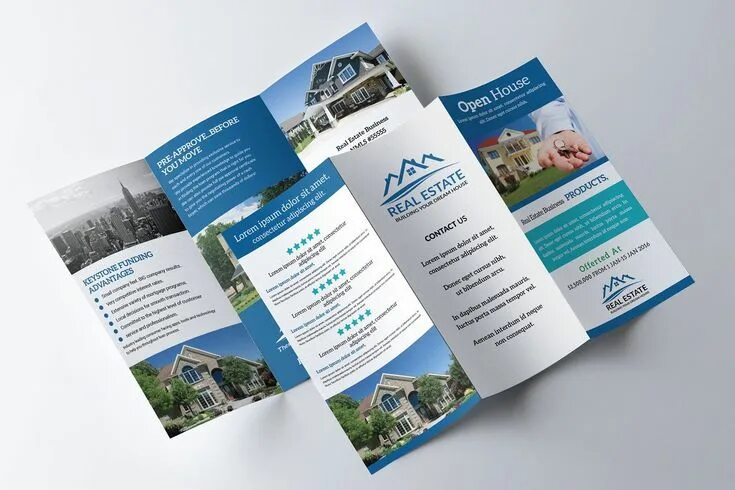 Примеры идеального буклета о продаже частного дома Real Estate Trifold Brochure