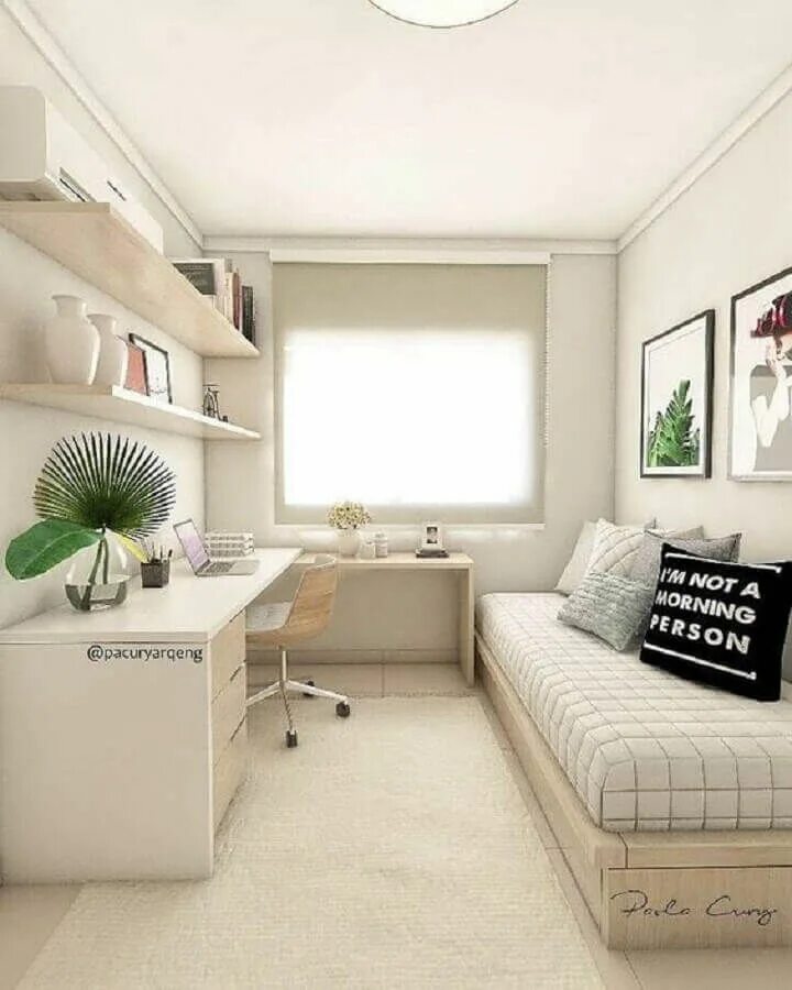 Примеры интерьера маленькой комнаты Quarto Juvenil: Saiba Como Decorar +60 Fotos Inspiradoras Decoração quarto peque