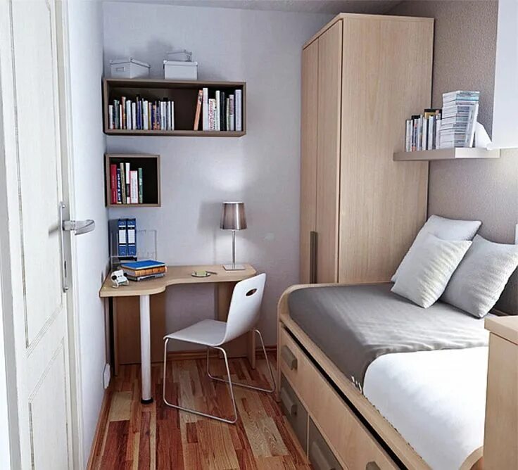 Примеры интерьера маленькой комнаты 21 Ideas and Inspiration For Bedroom Small Table Dorm room designs, Small bedroo