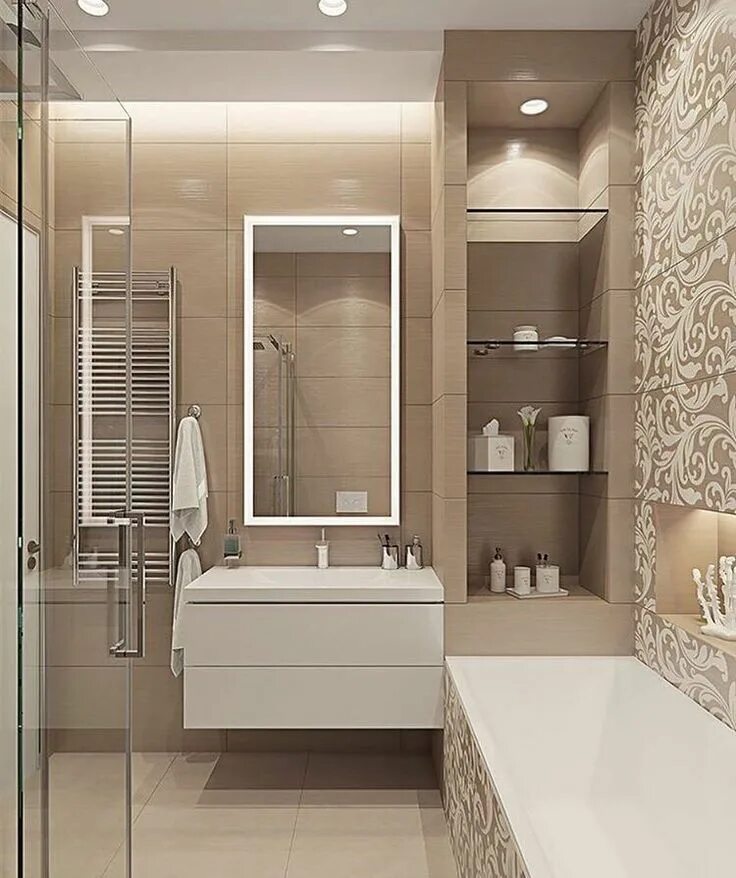 Примеры интерьера ванной комнаты небольшой Pin on Ремонт и дизайн Bathroom tile designs, Bathroom interior design, Modern b