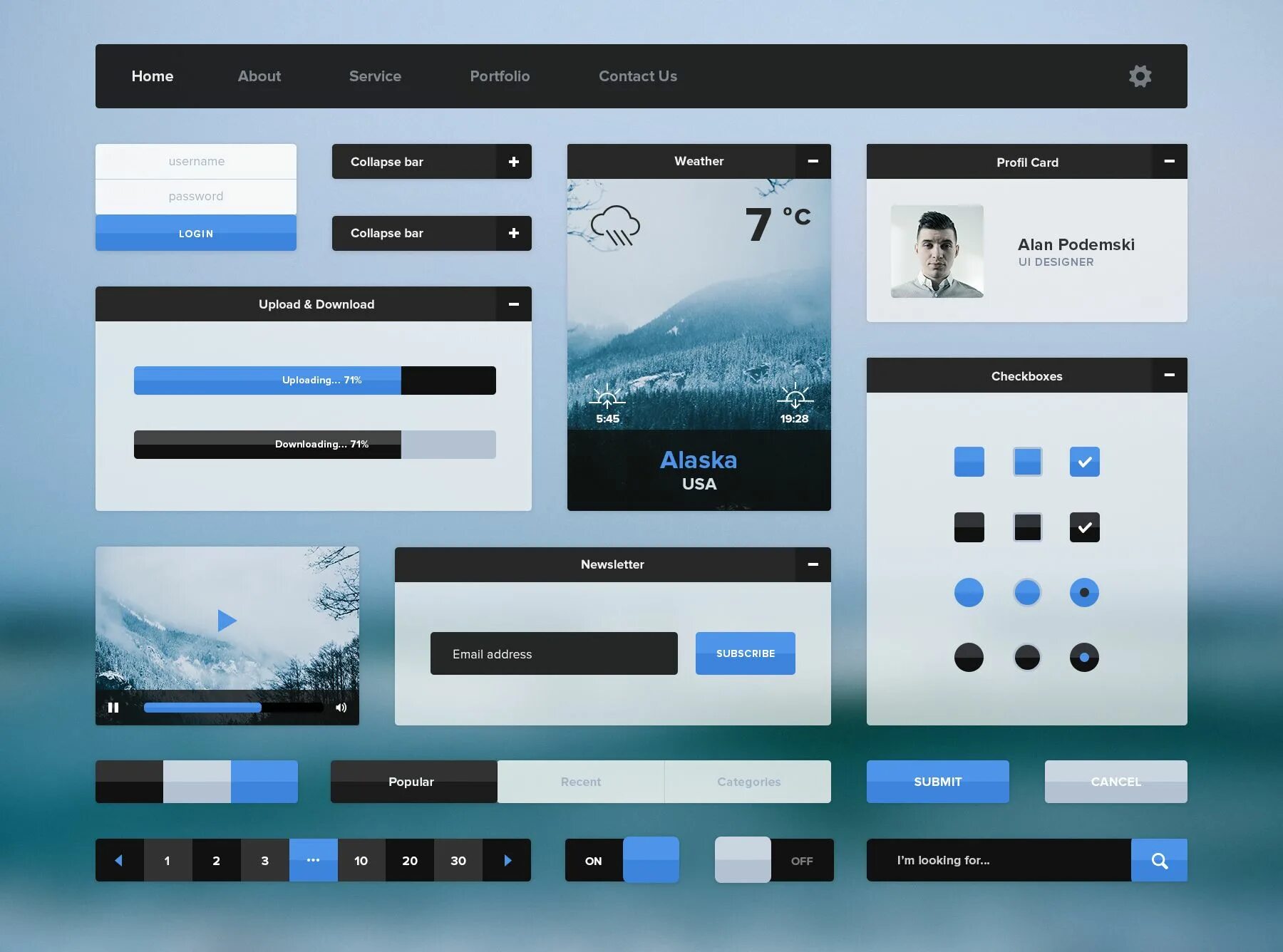 Примеры красивого оформления Winter UI Kit Ui kit free, Ui kit, Flat ui