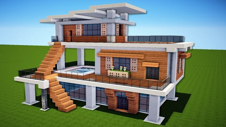 Примеры красивых домов в майнкрафт Minecraft How to Build a Modern House Easy Tutorial YouTube Casas minecraft fáci