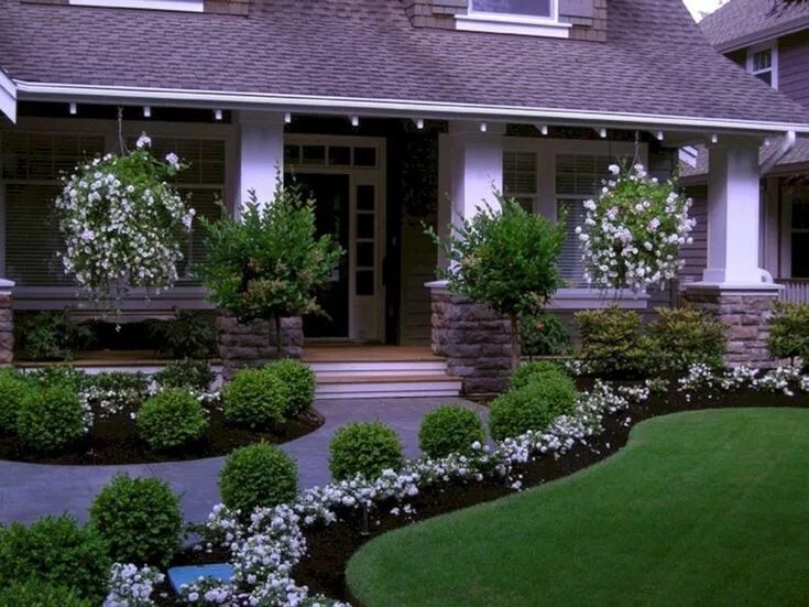 Примеры ландшафтного дизайна загородного дома Stunning Front Yard Walkway Landscaping Design Ideas 01 - HomeDecorish Walkway l