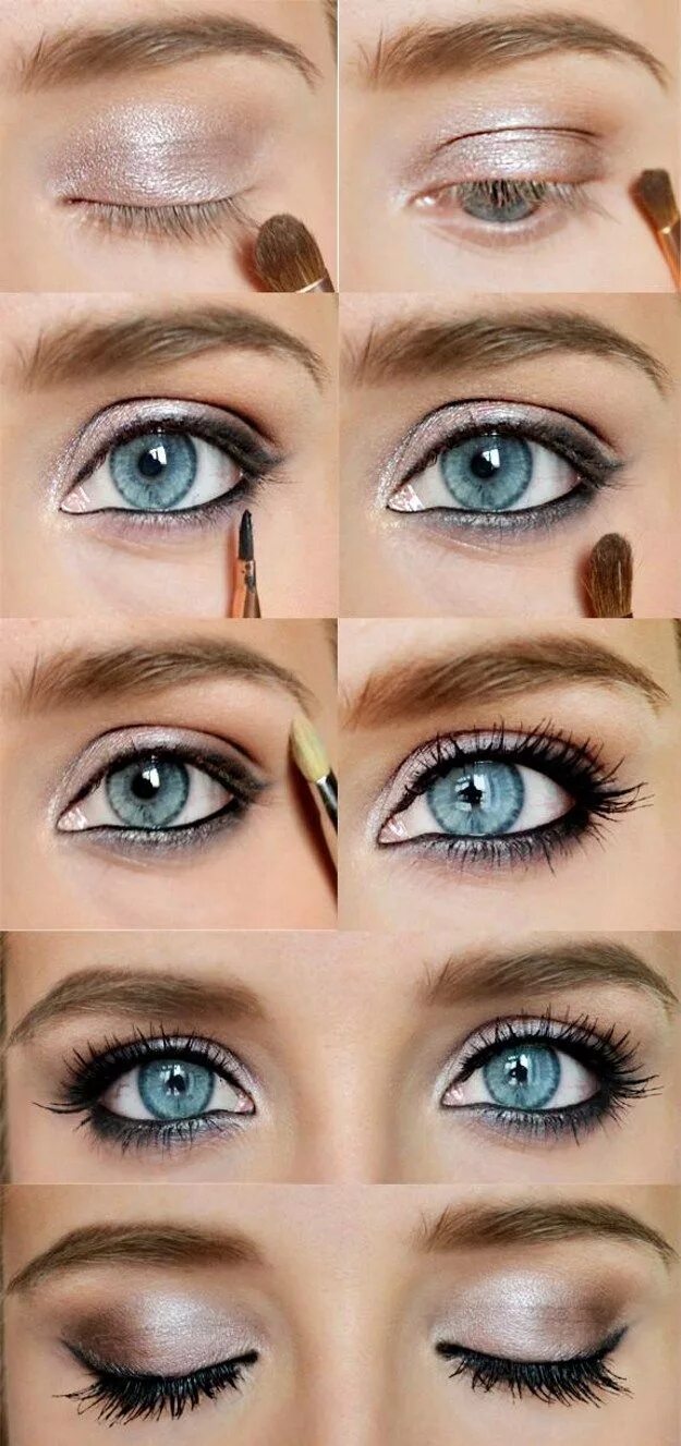 Примеры макияжа для голубых глаз Lovely Makeup Tutorials For Blue Eyes Beautiful eye makeup, Blue eye makeup, Eye