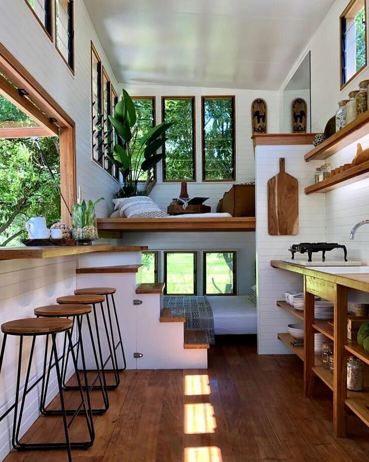 Примеры маленьких домов Tiny-House intérieure décoration habitat atypique Modern tiny house, Tiny house 