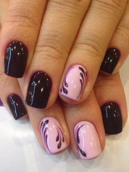 Примеры маникюра гель фото 60+ Cool Black Nail Designs to Try Now #nails #nailart #naildesigns #blacknails 