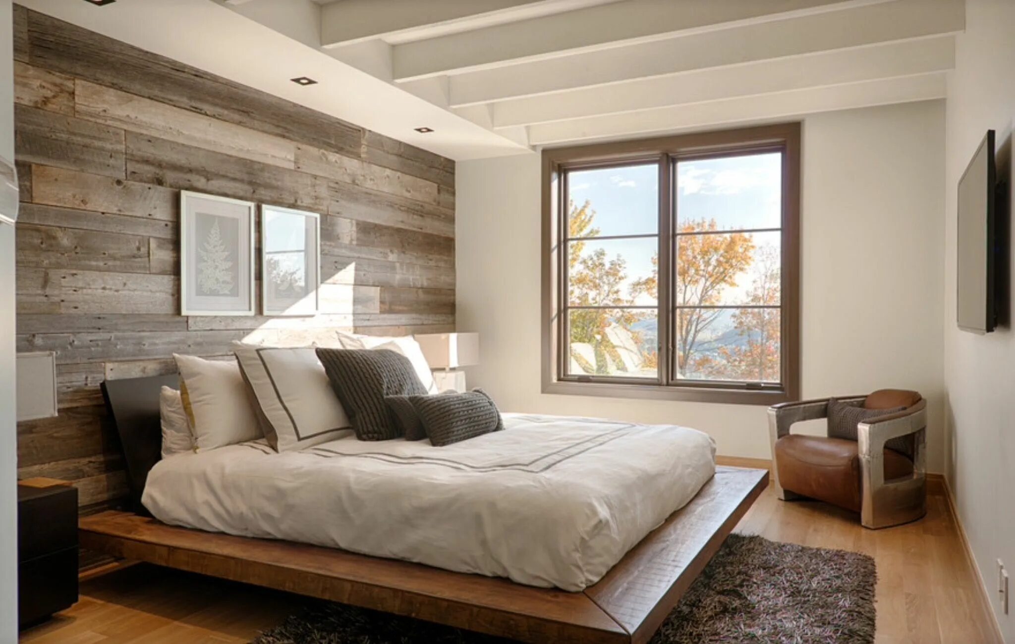 Примеры отделки комнаты Houzz / Flooring Bedroom wall designs, Feature wall bedroom, Wooden bedroom