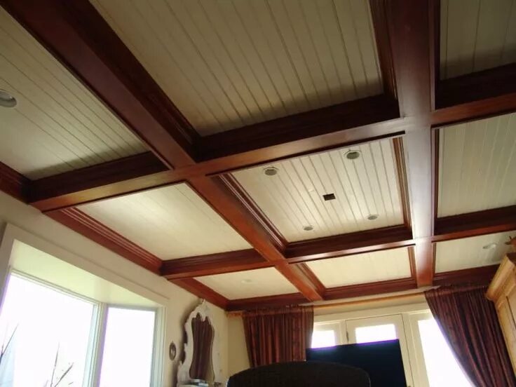 Примеры отделки потолка Coffered Ceiling Tips and Examples Дизайн потолка, Деревянный потолок, Вагонка