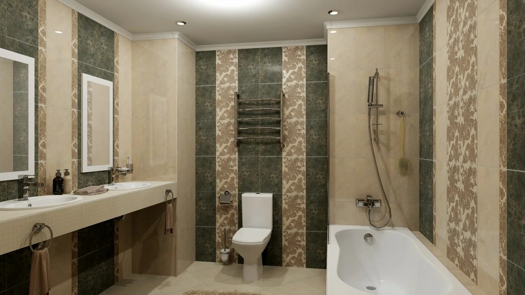 Примеры отделки ванной плиткой Плитка Kerama Marazzi КАШМИР в Екатеринбурге