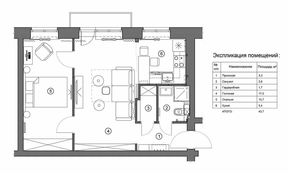 4 планировки в кирпичной хрущевке: двушка в доме серии 1-511 - INMYROOM Планиров