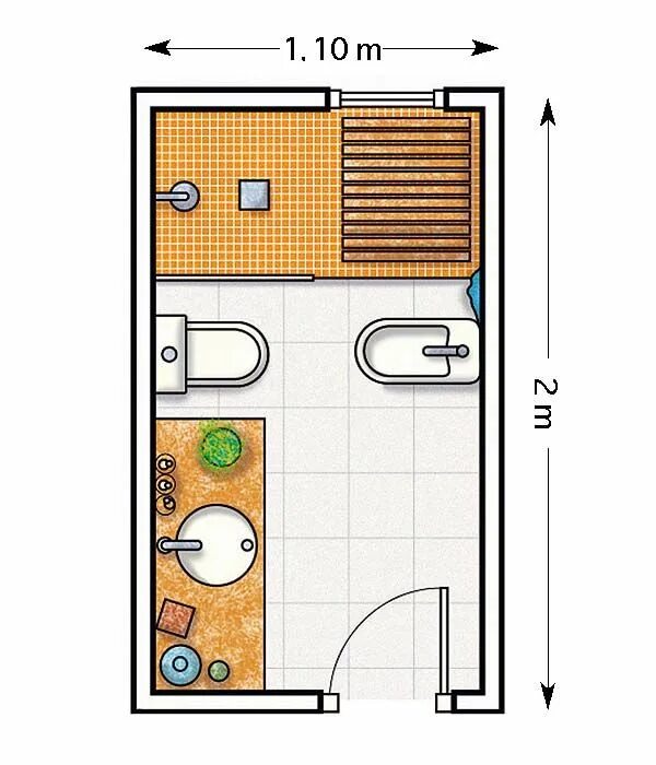 Примеры планировки санузла Distribución de un baño de 2,20 metros cuadrados Cuartos de baños pequeños, Plan