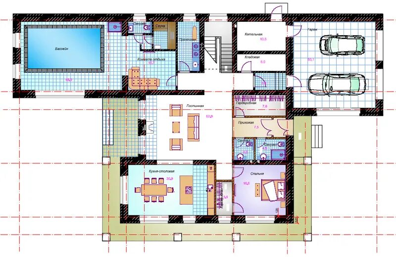 Примеры планировки загородного дома Проект коттеджа. 580 м² Архитектура и Проектирование Novosibdom