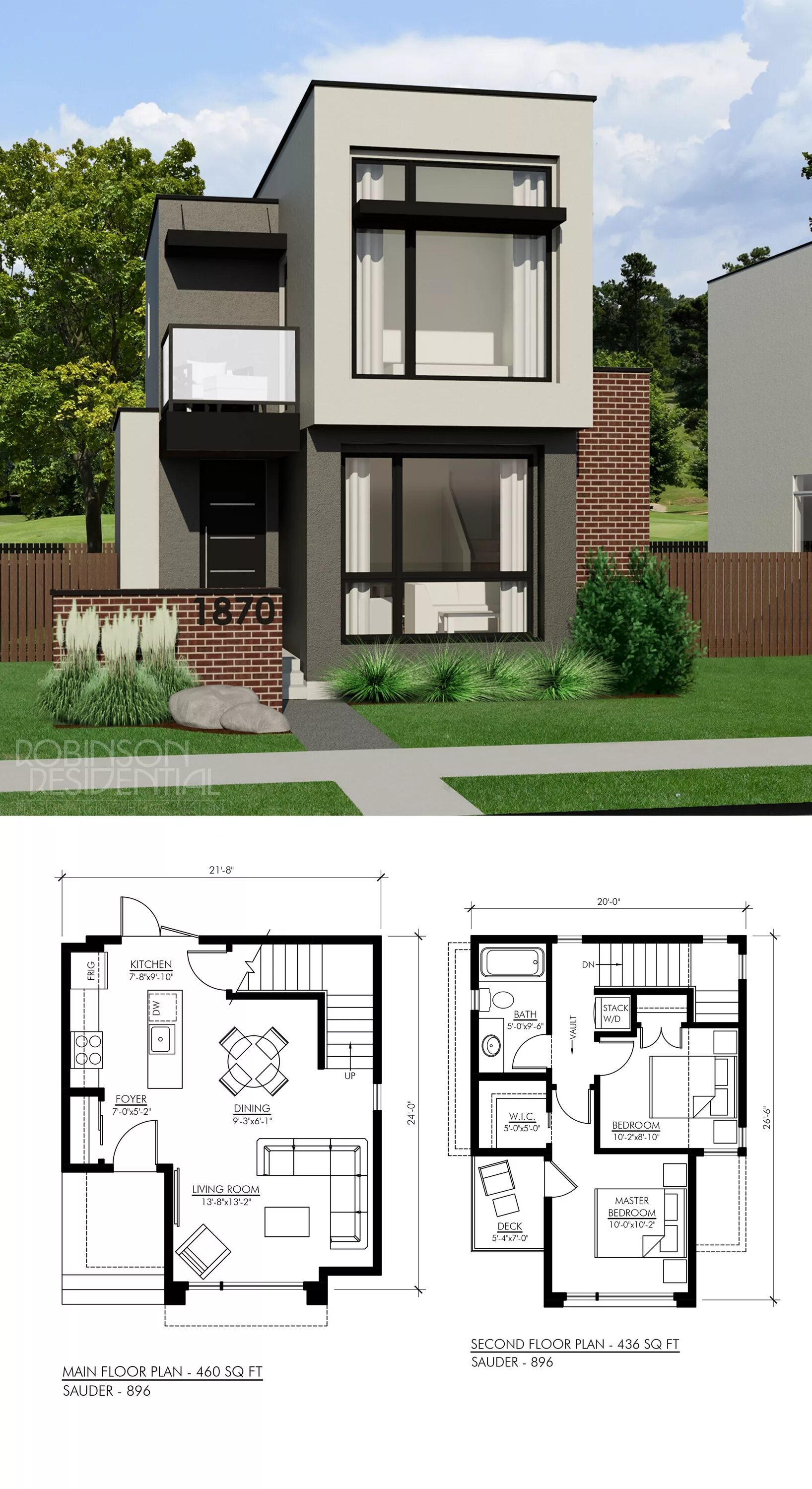 Примеры планировок двухэтажных домов Contemporary Sauder-896 - Robinson Plans Model house plan, House plans, Small ho