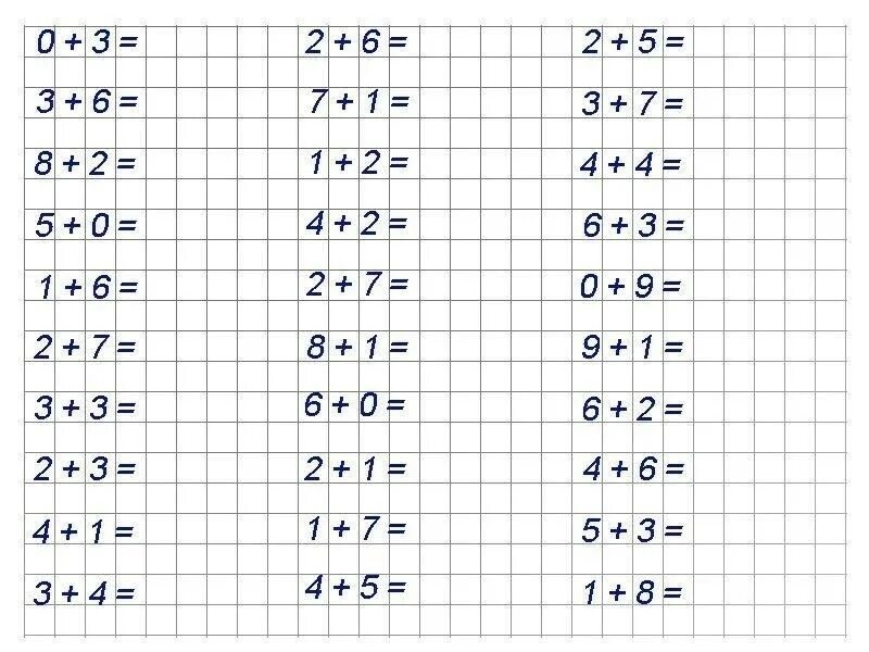 Примеры по математике для дома Задания для самостоятельной работы по математике 1 класс.