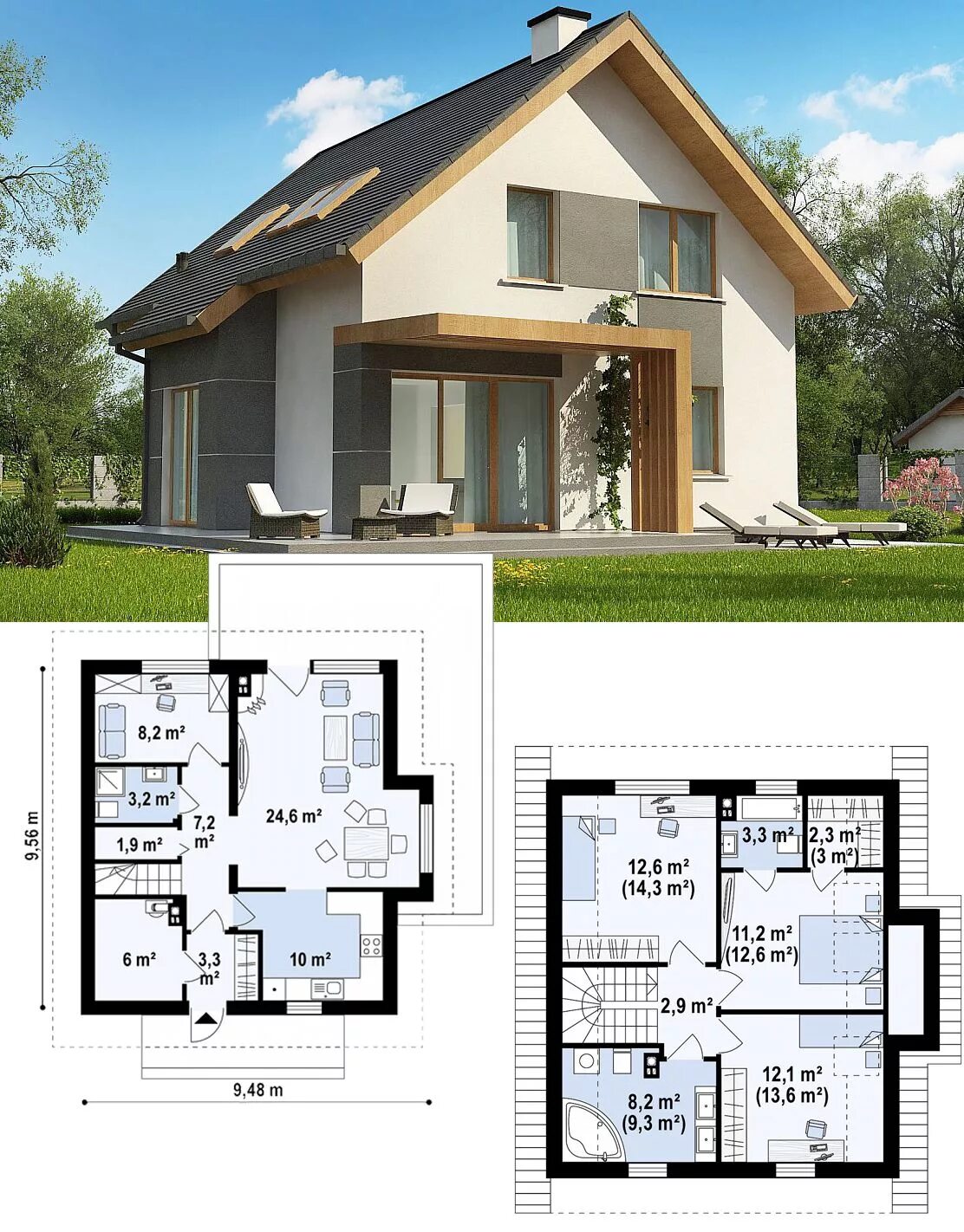 Примеры проектов домов бесплатно Проект дома Z44 A Architectural house plans, House construction plan, Small cott