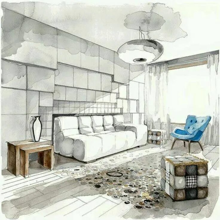 Примеры работ дизайнера интерьера Pin by Rohan Dinde on sketches of Festim Toshi Interior design sketches, Interio