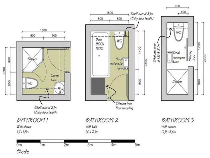 Примеры санузла в доме Small Bathroom Floor Plans: 3 Options for a Small Space