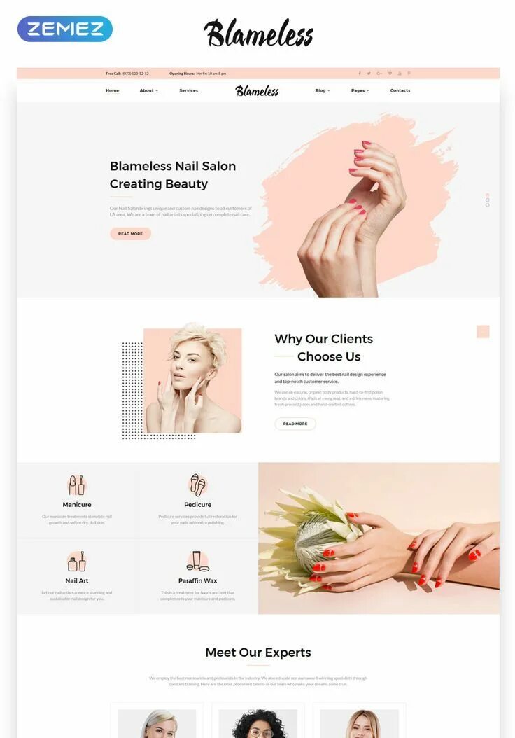 Примеры сайтов маникюра Blameless - Nail Salon Multipage HTML5 Website Template Nail salon, Salon websit