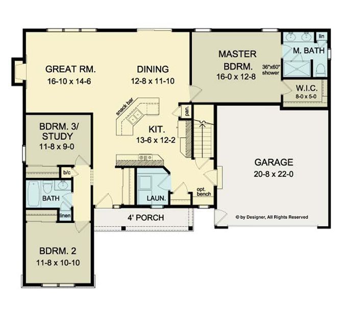 Примеры закольцованной планировки Open Floor Plan Ranch HWBDO75947 Ranch from BuilderHousePlans.com Floor plans ra