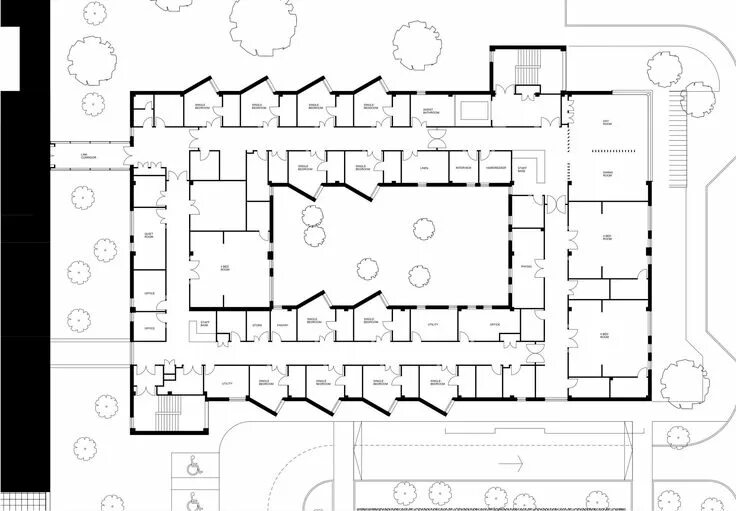 Примеры закольцованной планировки Gallery of Stobhill Hospital Ward Extension / Reiach and Hall Architects - 24 Ho