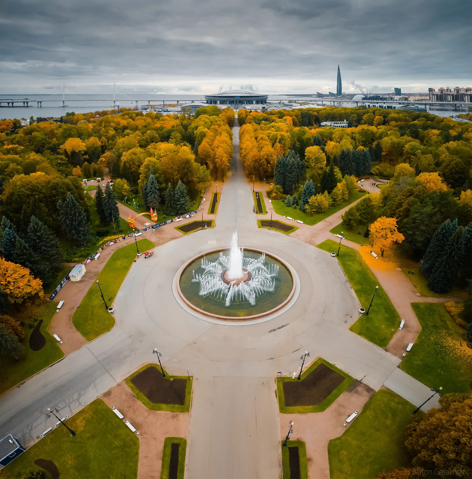 Приморский парк победы в санкт петербурге фото Батарейная дорога - Фото с высоты птичьего полета, съемка с квадрокоптера - Pilo